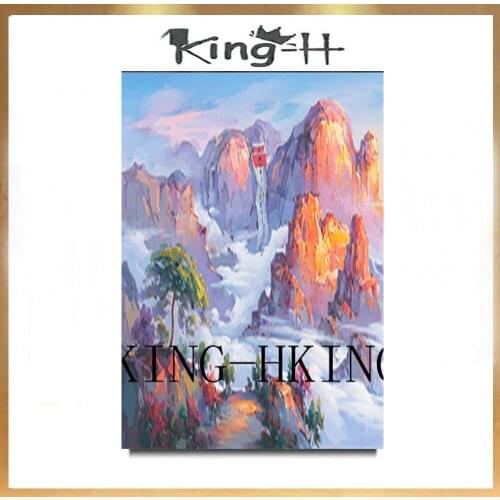 Modern painting by hand mountain sunrise wall oil painting the living room decoration and art sun mountain home and hotel