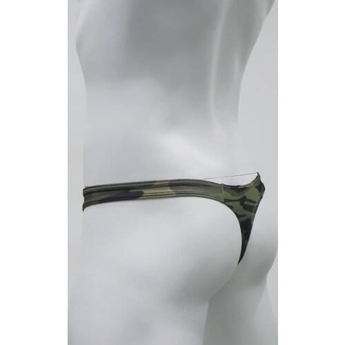 Low-rise Mens Camouflage Thongs Sexy Underwear T Back Gay Mens Soft Pouch Comfortable Bikini G String Underpants