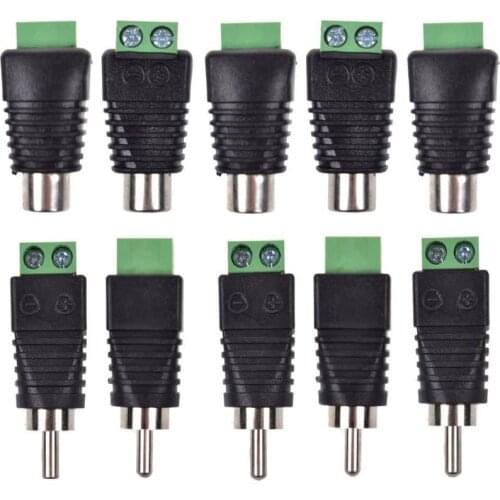 RCA Screws Male Female Plug to AV Screw Terminal Audio/Video Connector Adapter