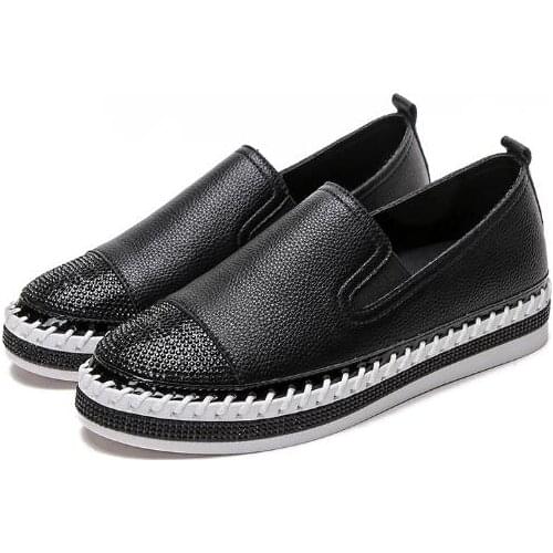 Womens shoes New spring single shoes with thick soles Comfortable student‘s small white flat shoes fashionable shoeat