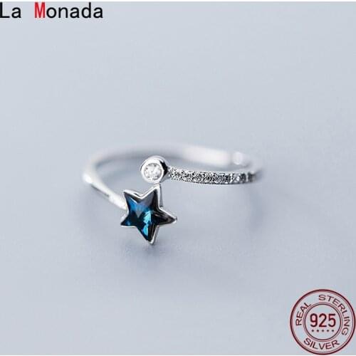 La Monada 50-55mm Resizable 925 Silver Rings For Women Real Silver 925 Woman Adjustable Ring Star Fine Luxury Jewelry Silver