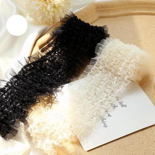 1m 63mm Pleated Elastic Lace Ribbon Big Bow Knot Material For Hair Ornament Gift Wrapping Decoration Lace Ribbons