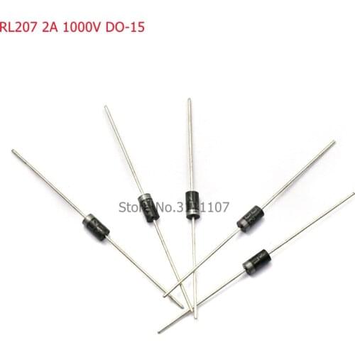 100PCS/LOT RL207 Rectifier Diode 2A 1000V DO-15 rl207