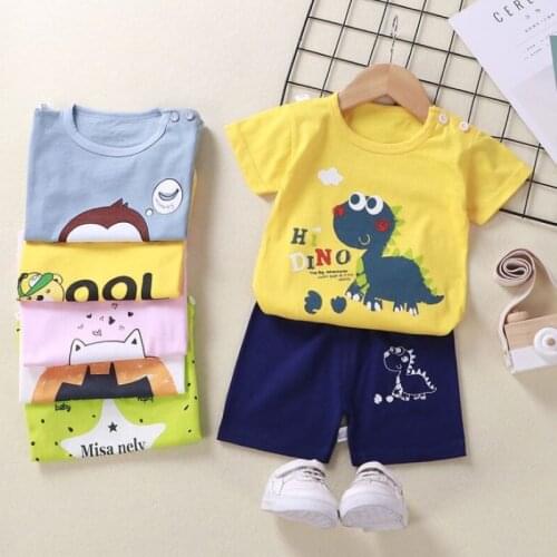 2020 Kids Clothes Toddler Boys Cartoon Outfits Baby Girls Summer Tees Suits Children Clothing T-shirt + Shorts for baby kids