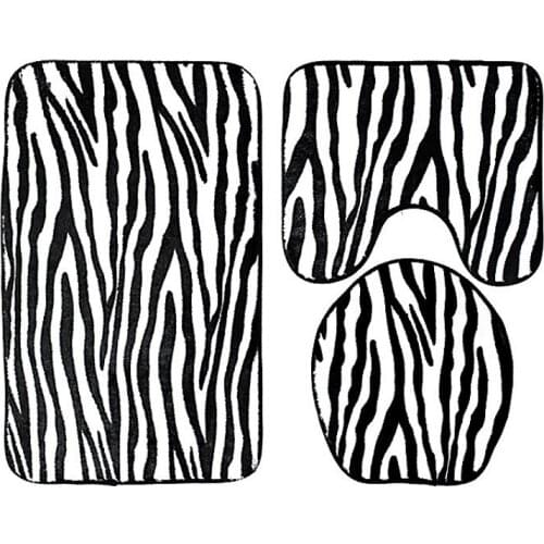 3pcs/set Leopard Tiger Pattern Bath Mat Bathroom Anti-slip Mat Set Flannel Absorbent Toilet Seat Cover Rug Bathroom Accessories