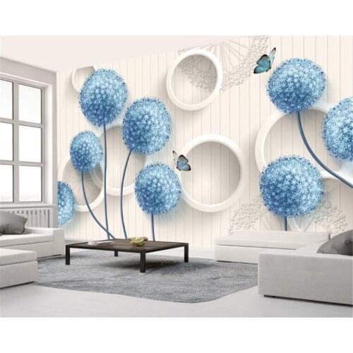 Beibehang Custom room living room background 3D wallpaper modern simple dandelion circle 3D stereo TV background wall wallpaper