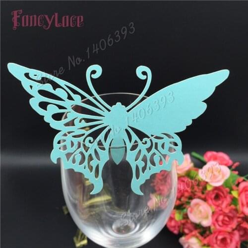 60pcs/lot Butterfly Cut-out Place Escort Wedding Engagement Party Decorations Wine Glass Paper Cards Name Place Cup Escort Card