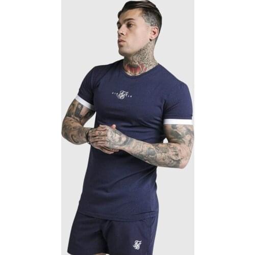 SikSilk Regular Basic Mens T-Shirt Navy Blue