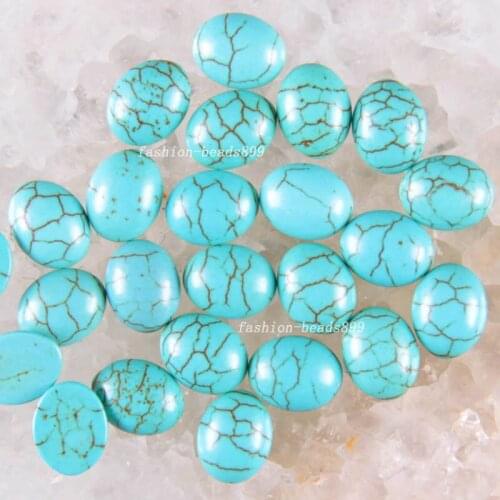 Free Shipping Natural Stone Bead For Jewelry Making 8X10X3MM Oval Blue Howlite CAB Cabochon 10Pcs K1813