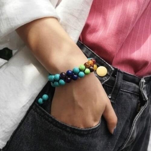 Seven Chakra Heart Stone Womens Yoga Bracelet Handmade Beaded Meditation Reiki Healing Energy Men Women Natural Stone Bracelet