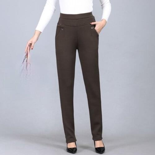 2021 New Women Spring Autumn Middle Aged Pants Female High Waist Loose Straight Pants Ladies Solid Color Casual Trousers M251