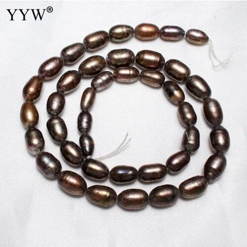 High Quality Cultured Rice Freshwater Pearl Beads Coffee Color 100% 6-7mm Approx 0.8mm Sold Per Approx 15 Inch Strand