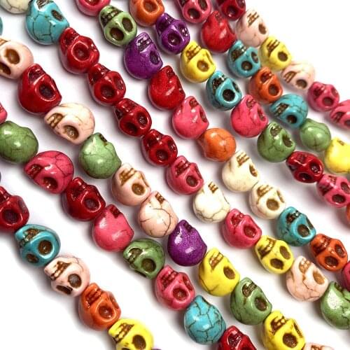 Natural Turquoises Beads Skull Shape Mixed Colors Turquoises Loose Beads for Making DIY Bracelet Necklace Jewelry