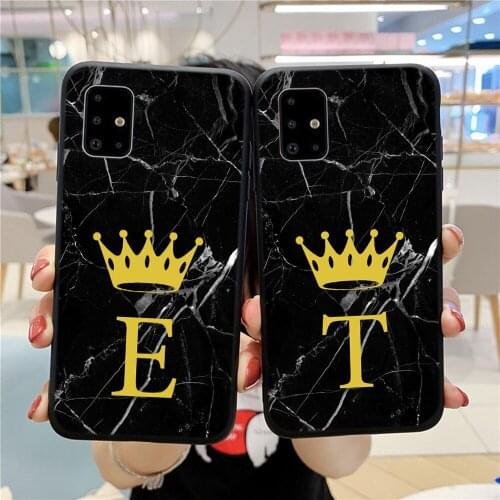 Crown Marbler Couples Phone Case For Samsung Galaxy A01 A11 A21S A31 A41 A51 A71 4G A81 A91 Fundas 26 English Letters Cover