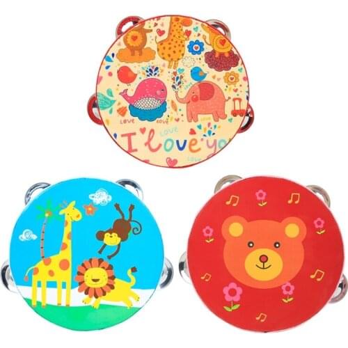 Wooden Drum Handheld Tambourine Freestyle Hand Bell Musical Percussion Instrumen Percussion Drum Instrument For Kid Games