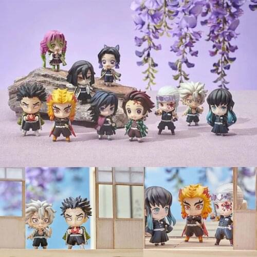 7CM Cute Demon Slayer PVC Anime Figure Toys Kimetsu No Yaiba Kamado Action Figurine Manga Genya Kagaya Amane Shinobu Tengen