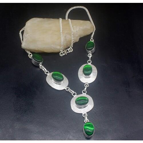 Gemstonefactory Jewelry Big Promotion Unique 925 Silver Fantasy Charms Mystical Green Topaz Women Chain Necklace 46cm 202101520