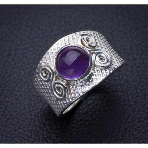 StarGems Natural Amethyst Handmade 925 Sterling Silver Ring 7.5 E2729