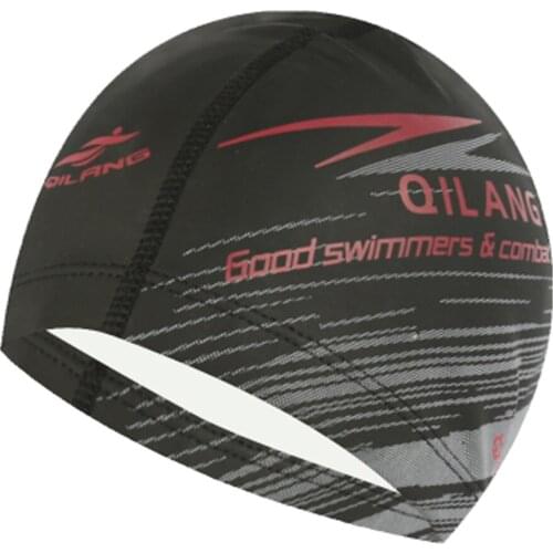 Men & Women Free size Elastic Waterproof PU Swim Cap Fabric Protect Ears Long Hair Sports Swim Pool Hat Diving Swimming Cap