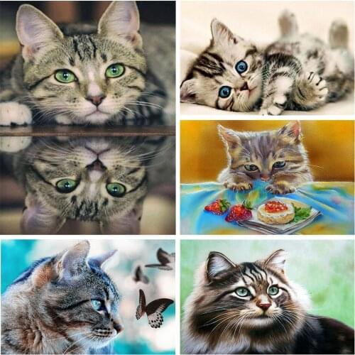 Cat Patterns Cross Stitch Kits 14CT 11CT Count Printed Canvas DMC DIY Handmade Embroidery Kits Needlework Sets Home Decor