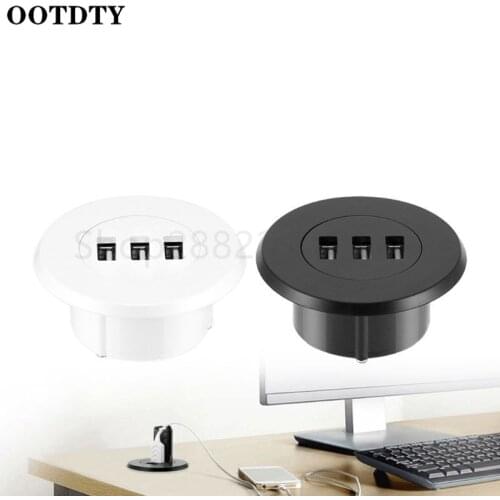 5cm Grommet Hole In-Desk Mounting 3 Ports USB 2.0 Hub For Laptop PC Computer Date Transmission Charging
