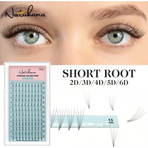 NATUHANA 2D 3D 4D 5D 6D Pre Made Russian Volume Fan Eyelash Extension Russian Volume Premade Fans Cilios Lashes Extension