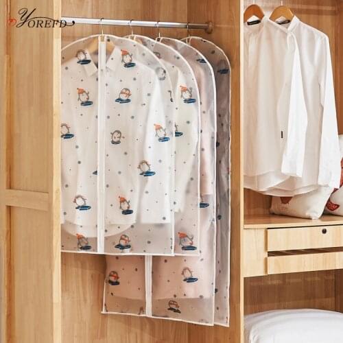 OYOREFD Cute Cartoon Garment Bag Transparent Printing Suit Bag Waterproof Clothing Dust Covers Wardrobe Storage Organizer