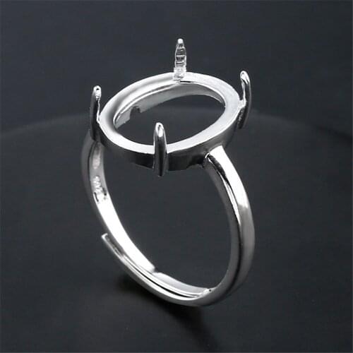 Adjustable Ring Blank for 7x9mm/8x10mm/9x11mm/10x12mm/12x16mm/13x18mm Oval Cabochons Ring Setting Gold Plated 925 Silver JZ0067W