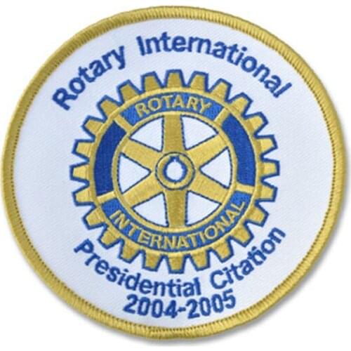 Rotary International Embroidery Patches Custom Iron On Clothing Labels Personalized Cloth Labels Merrow Border&PVC Back MOQ50pcs