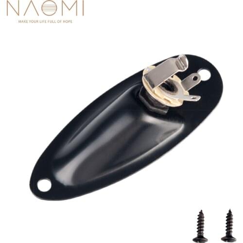 NAOMI Boat Style Strat Jack Socket Plate 1/4" Guitar Pickup Output Input Jack Plug Socket Black For Strat Electric Guitar New