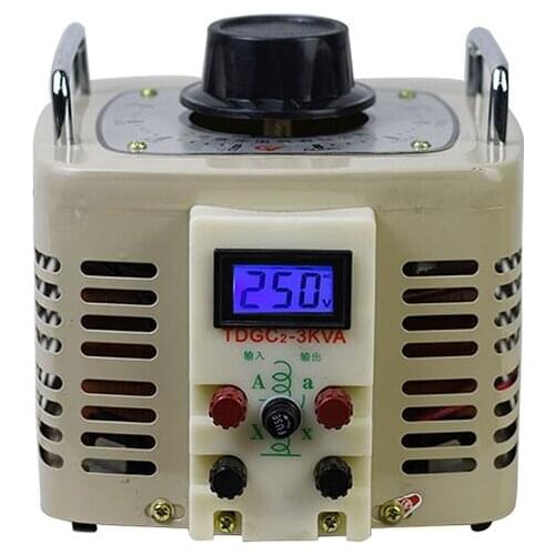 TDGC2-3KVA All Copper Manual Single-Phase Voltage Regulator Digital Display Adjustable Transformer Single Contact AC Voltage Reg