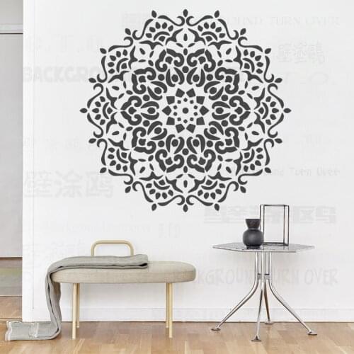 90cm - 130cm Stencils Template Wall Floor Reusable For Decor Tile Furniture Giant Mandala Indian Arabic Ethnic Round S062
