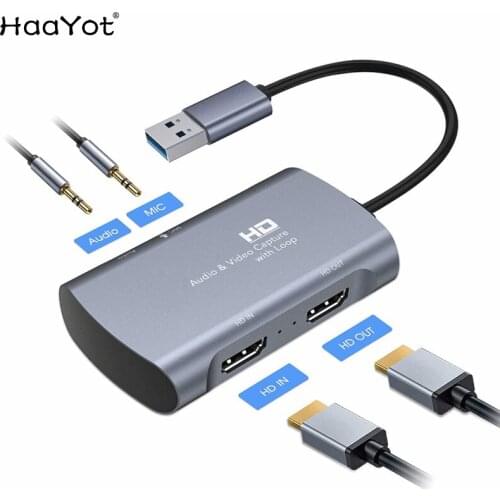 Type-C/USB 3.0 Dual HDMI Video Capture Card 4K 1080P 60FPS PS4 XBOX Switch Game Audio Video Live Streaming to Macbook Laptop PC