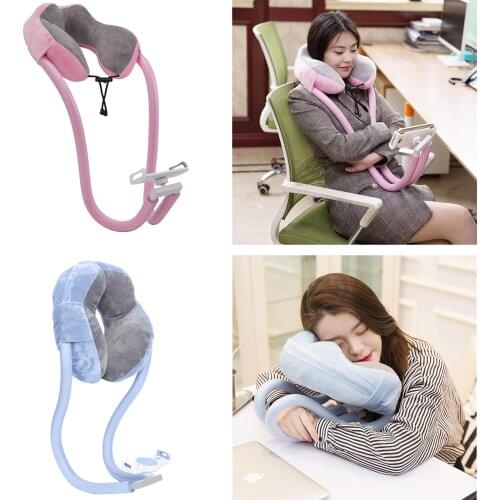 U-Shaped Neck Pillow With Gooseneck Tablet Phone Holder Sleep Cushion with Flexible Phone Reading Holder for Travel Office