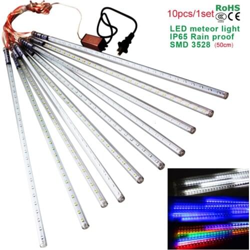 Waterproof LED christmas lights 10pcs/set SMD3528 Snowfall Tube 50cm Meteor Rain Led Tube Light for christmas decoration outdoor