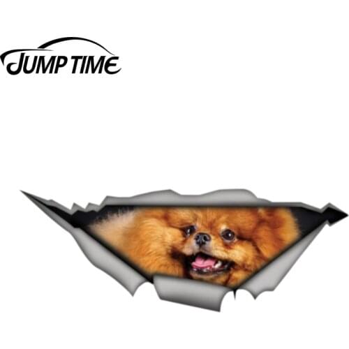 Jump Time 13cm x 4.8cm Pomeranian sticker 3D Pet Graphic Vinyl Decal Car Window Laptop Bumper Animal Car Stickers