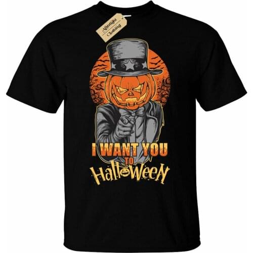 I Want You To Halloween T-Shirt Funny Mens Uncle sam pumpkin costume