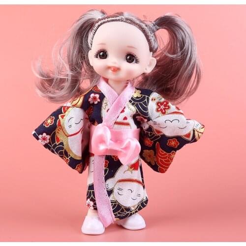 16cm Kimono Girl BJD Doll 13 Moveable Joint Dolls Muilt-Expression 3D Eyes Toy Little Girl Make Up Bjd Toys Girls Gift Dolls