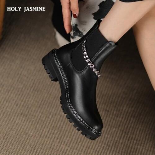 Handmade Women Boots Vintage Genuine Leather Ankle Boots Ladies 2021 Autumn Winter New Zipper Platform Boots Leather Boots Women