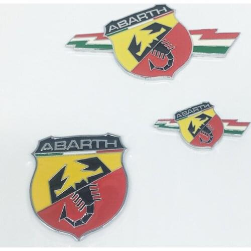 10pcs/Lot Abarth Logo 3D Metal Car Sticker Car Side Fender Emblem or Car Rear Bumper Trunk Badge Decals Car Styling Accessories