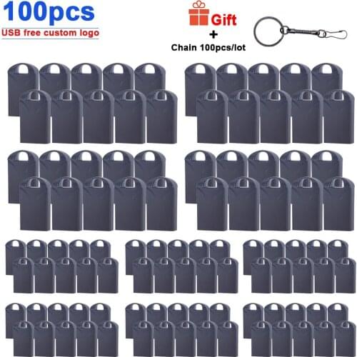 100pcs/lot free logo 100% Real capacity USB Flash Drives 64GB 128GB mini usb 8GB 16GB metal usb disk flash memory crad pendrive
