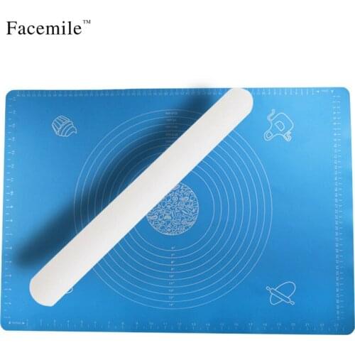 2Pcs Cooking Tools Non Stick 65*45cm Silicone Baking Mat & 50cm Non-stick Glide Rolling Pin Bakeware Pastry Tools