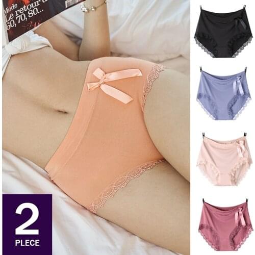 2Pcs Lace Panties Women Large Size Underwear Laces Underwear Big Ladies Plus Size Briefs Girls Comfortable Briefs Soft XL-5XL