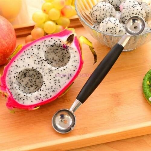 200pcs Double-End Multi Function Fruit Spoon Stainless Steel Melon Baller Carving Ice Cream Scoop Spoon Fruit Vegetable Tools