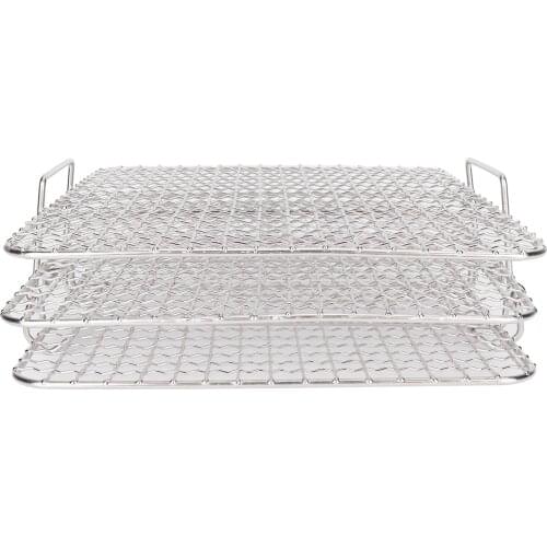 3PCS Grill Rack Stainless Steel Stackable Steaming Rack for Fryer Accessories 25x21.2cm Steaming Rack Fryer Accessories