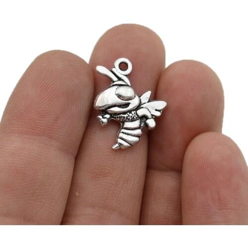 30pcs Antique Silver Plated Bee Charm Pendants for Jewelry Making Bracelet DIY Accessories 22x17mm