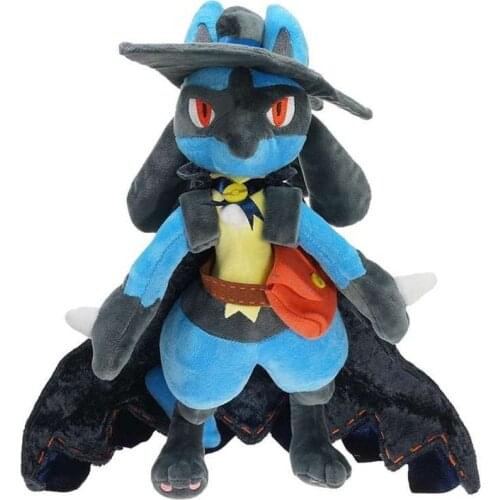 32cm Anime Pokemon Lucario Cosplay Halloween Ver. Soft Stuffed Plush Doll Toys Cartoon Gifts for Kids
