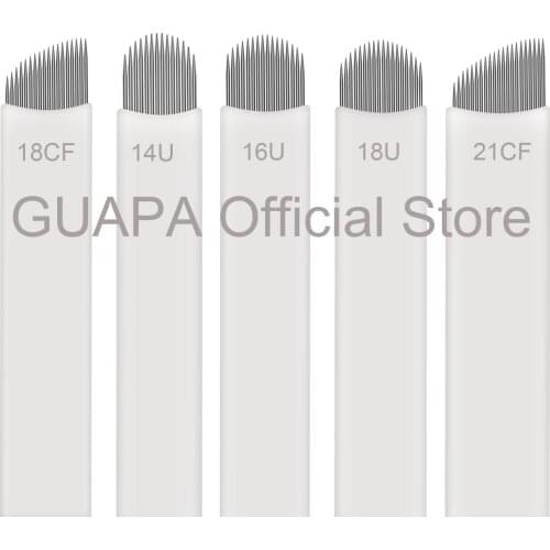 50pcs 7 9 11 12 14 17 21Pin U Shape Permanent Makeup Eyebrow Tattoo Needles For 3D Embroidery Microblading Tattoo Pen accessory