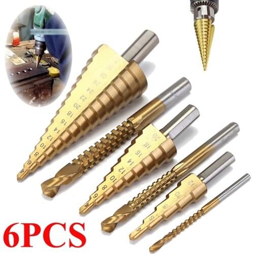 6 pcs HSS Titanium Coated Step Drill with Center Drill, DrillPro Tool kit