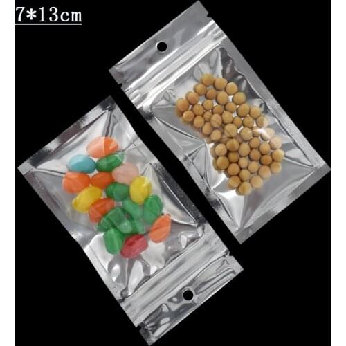 7*13cm(2.75''x5.1'') Mini Plastic Zip Bag Clear Aluminum Foil Ziplock Bag Storage Pouches Flat Self Seal Mylar Candy Bag 2000Pcs